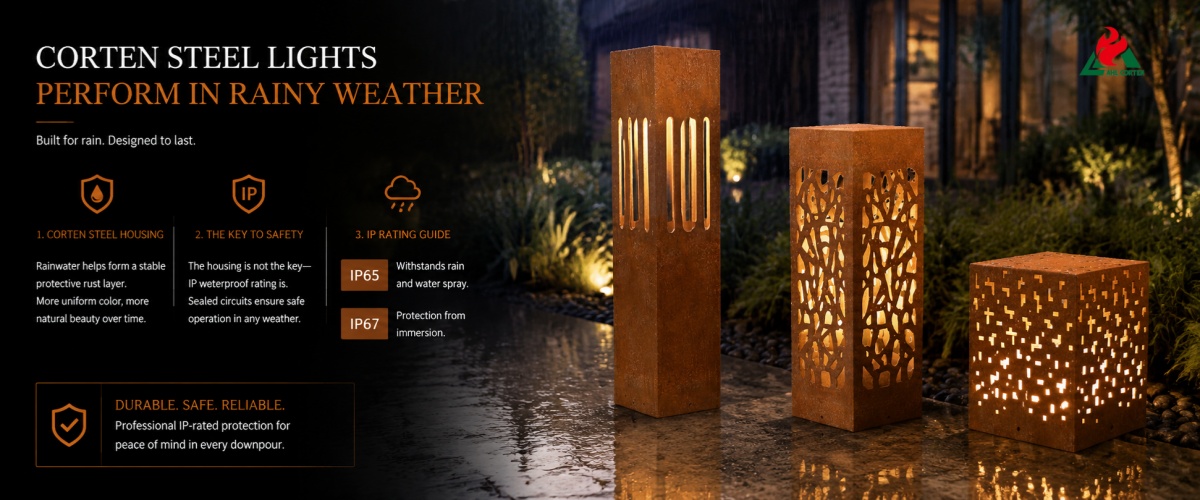 How Corten Steel Lights Perform in Rainy Weather